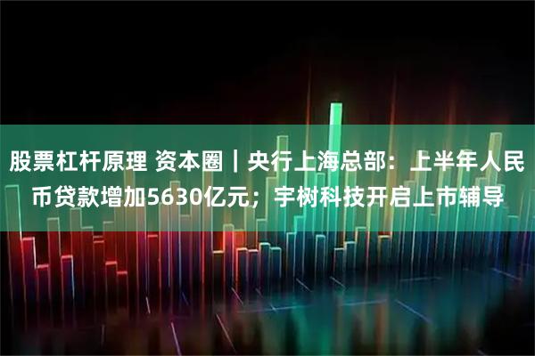 股票杠杆原理 资本圈｜央行上海总部：上半年人民币贷款增加5630亿元；宇树科技开启上市辅导