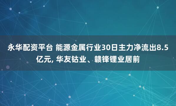 永华配资平台 能源金属行业30日主力净流出8.5亿元, 华友钴业、赣锋锂业居前